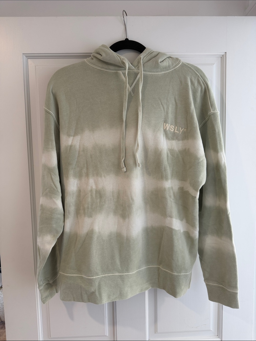 WSLY Olive & White Tie-Dye Crewneck Sweater